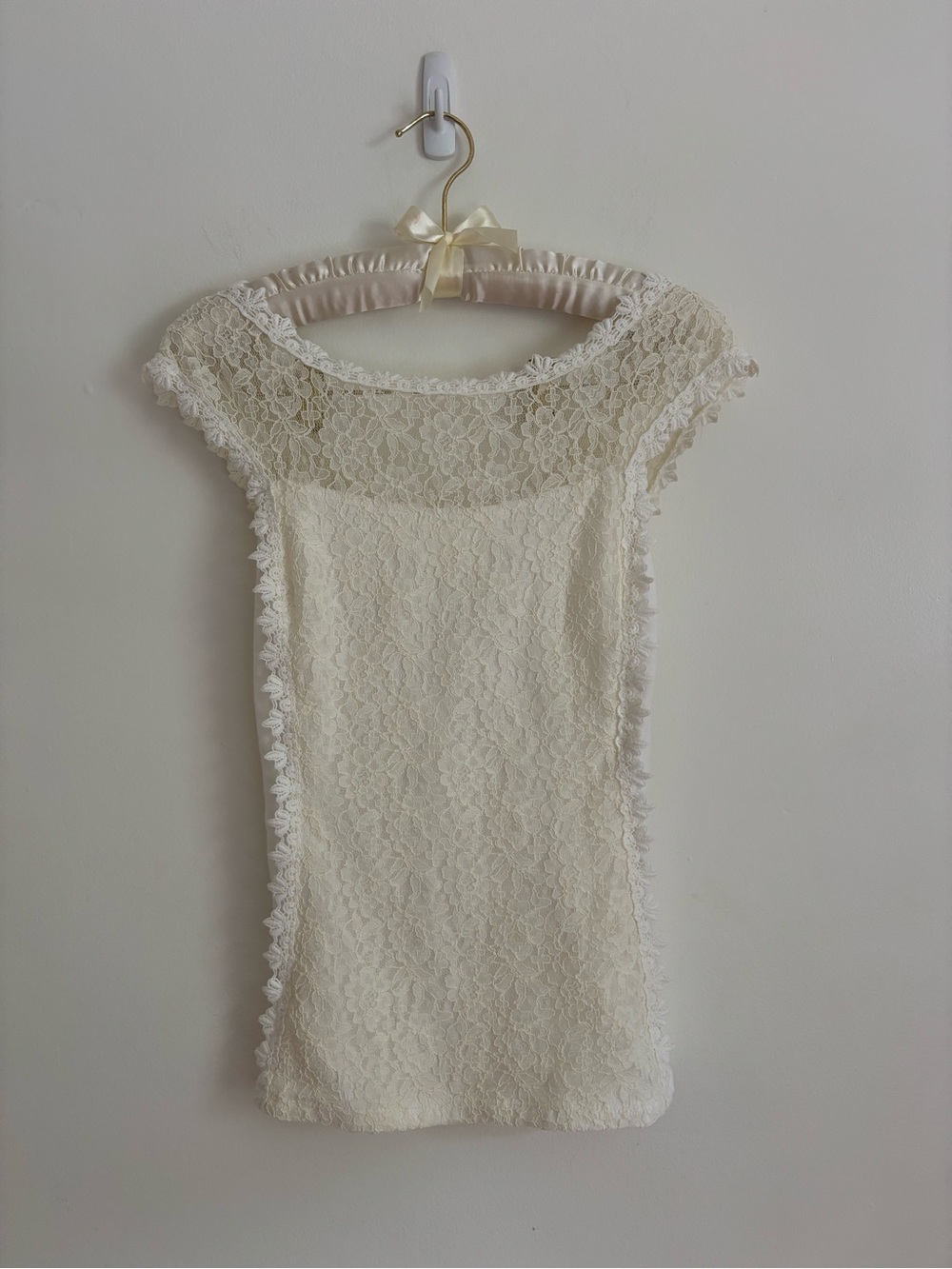 Express Ivory Lace Boat Neck Top